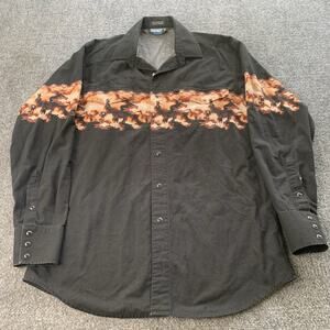 VTG Panhandle Slim Shirt Mens Large Aztec Pearl Snap Brooks & Dunn Western Black